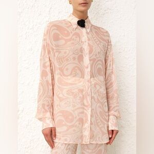 Zimmermann Matchmaker Abstract Set Pant & Blouse Pink and cream